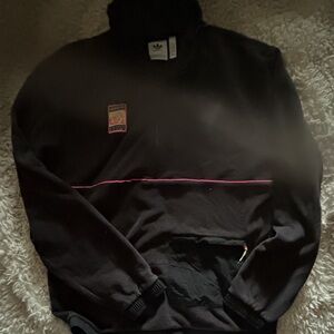 Adidas Black and Pink Zip Up Sweater